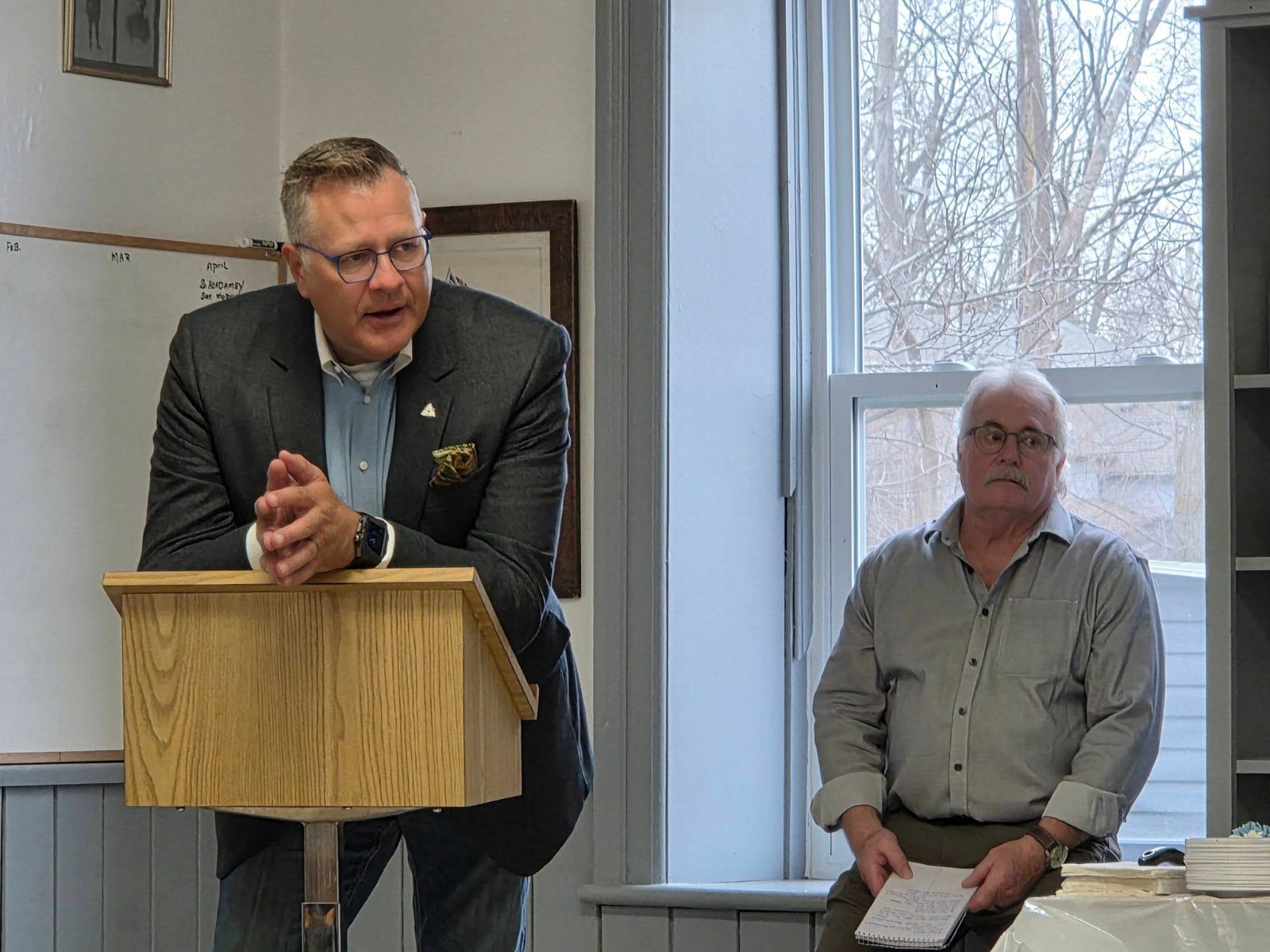 Steve Schmitt with MPP Will Bouma at the South Dumfries Historical Society levee